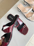 Double Straps Open Toe Block Heel